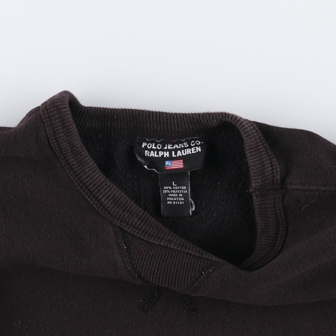 Ralph Lauren Polo Jeans Company logo sweatshirt, men's size L cotton black type Vintage Second Hand
