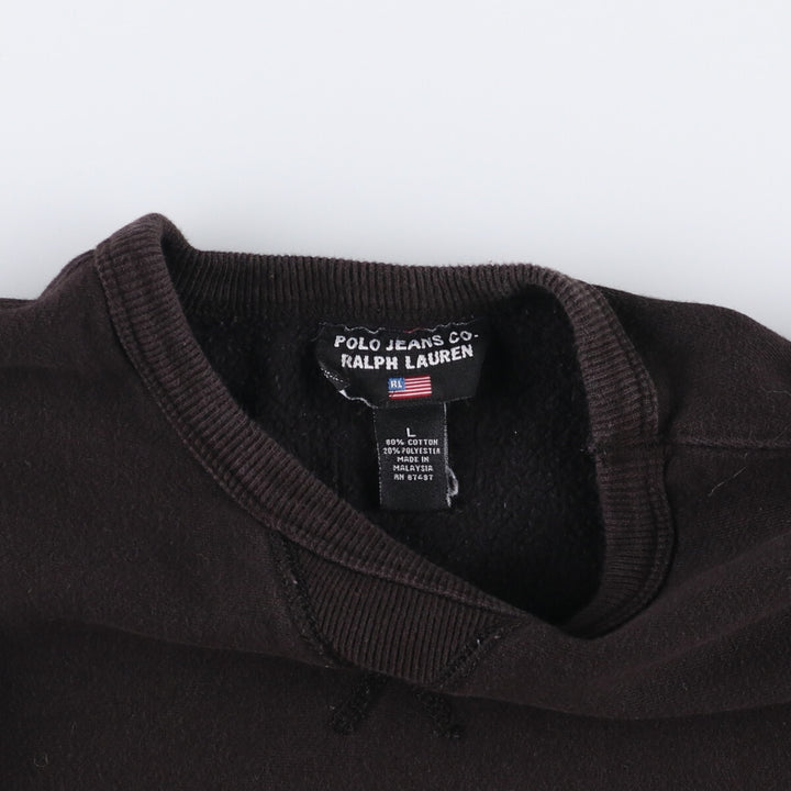Ralph Lauren Polo Jeans Company logo sweatshirt, men's size L cotton black type Vintage Second Hand