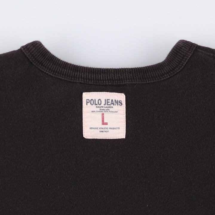 Ralph Lauren Polo Jeans Company logo sweatshirt, men's size L cotton black type Vintage Second Hand