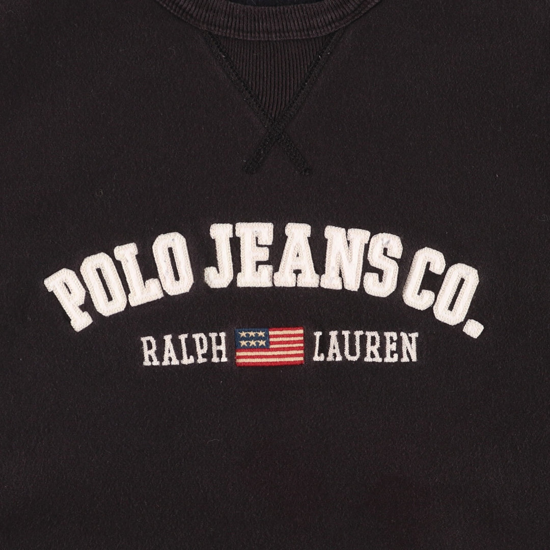 Ralph Lauren Polo Jeans Company logo sweatshirt, men's size L cotton black type Vintage Second Hand