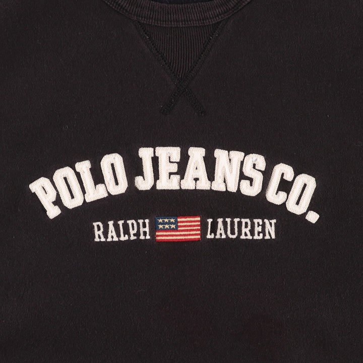 Ralph Lauren Polo Jeans Company logo sweatshirt, men's size L cotton black type Vintage Second Hand