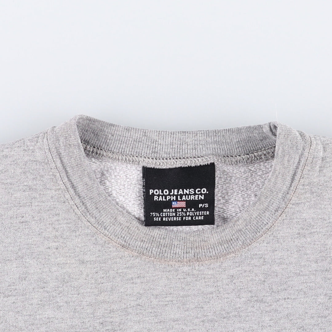 Ralph Lauren Polo Jeans Company logo sweatshirt, Made in USA, Men's size S cotton gray type Vintage Second Hand