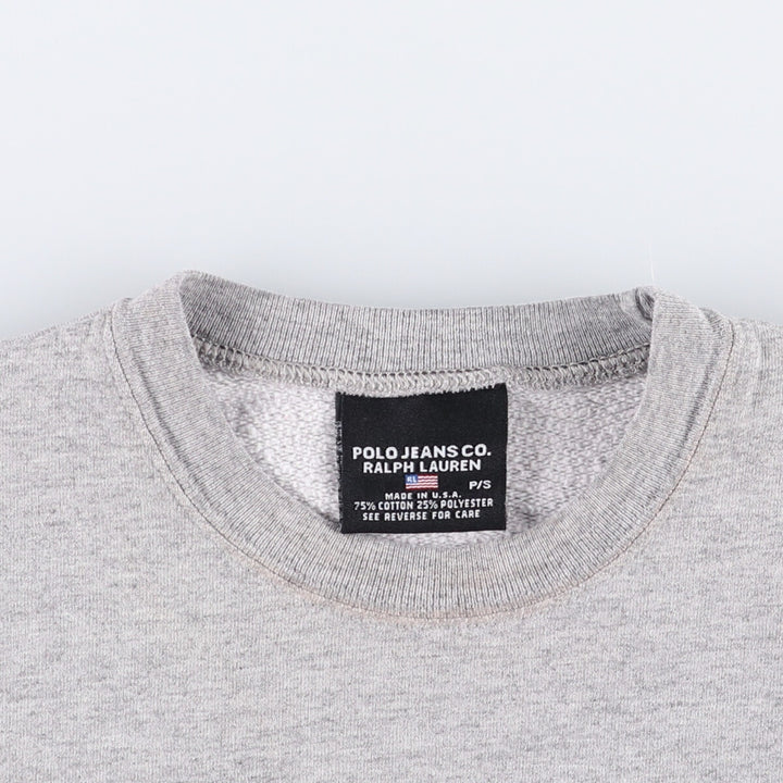 Ralph Lauren Polo Jeans Company logo sweatshirt, Made in USA, Men's size S cotton gray type Vintage Second Hand