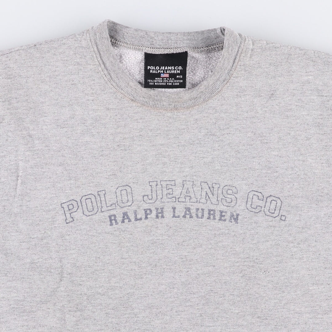 Ralph Lauren Polo Jeans Company logo sweatshirt, Made in USA, Men's size S cotton gray type Vintage Second Hand