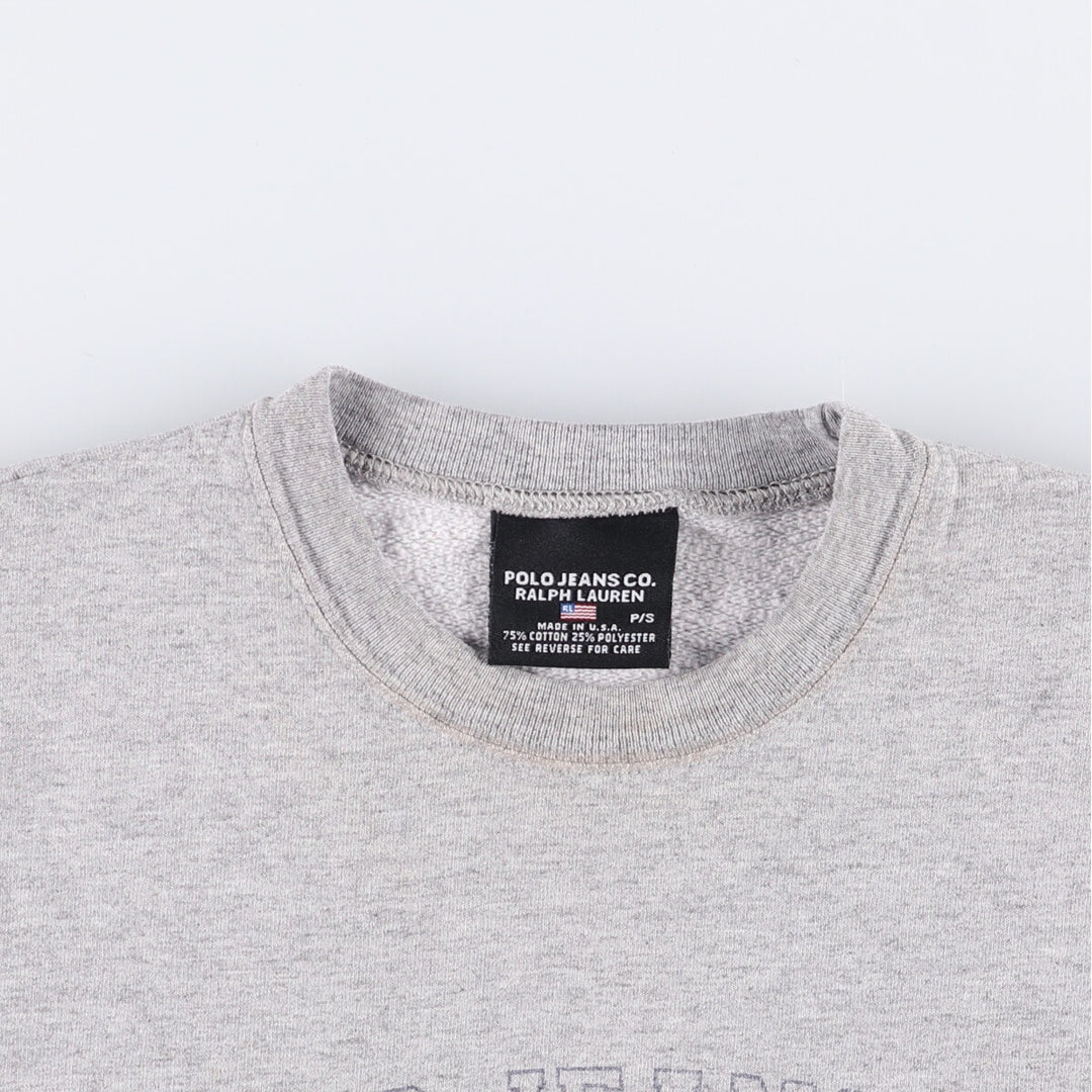 Ralph Lauren Polo Jeans Company logo sweatshirt, Made in USA, Men's size S cotton gray type Vintage Second Hand