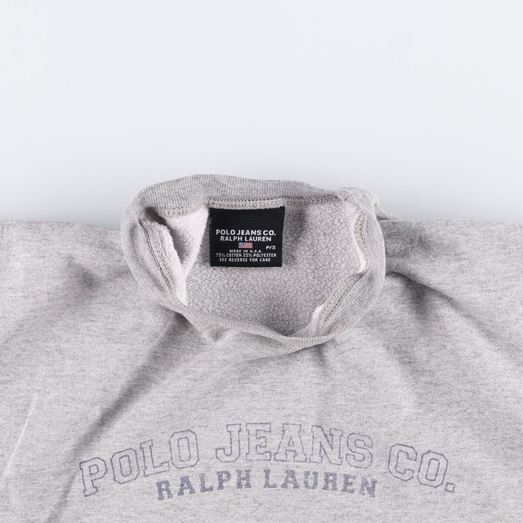 Ralph Lauren Polo Jeans Company logo sweatshirt, Made in USA, Men's size S cotton gray type Vintage Second Hand
