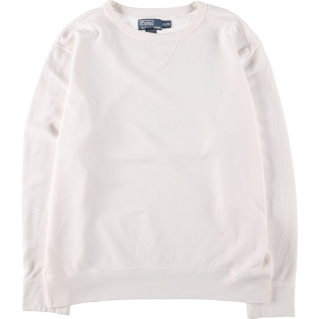 Ralph Lauren POLO by Ralph Lauren One Point Logo Sweatshirt Trainer Men's XL cotton white type Vintage Second Hand