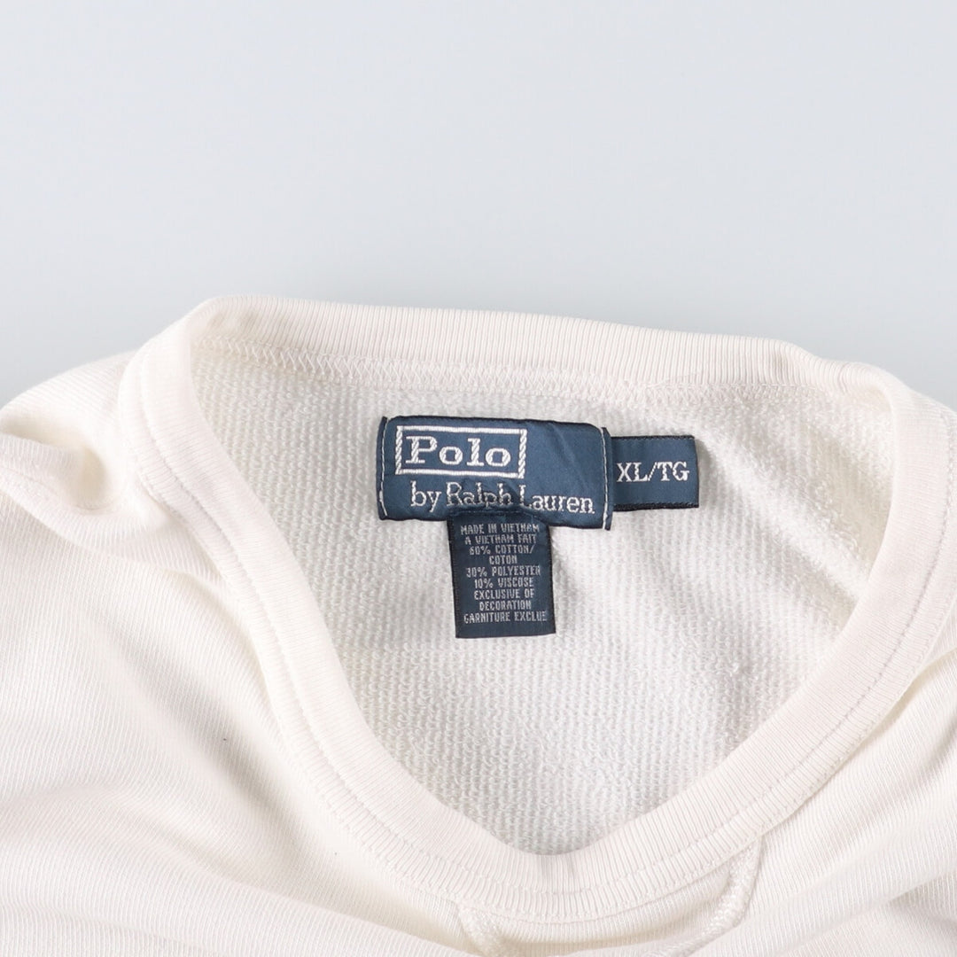 Ralph Lauren POLO by Ralph Lauren One Point Logo Sweatshirt Trainer Men's XL cotton white type Vintage Second Hand