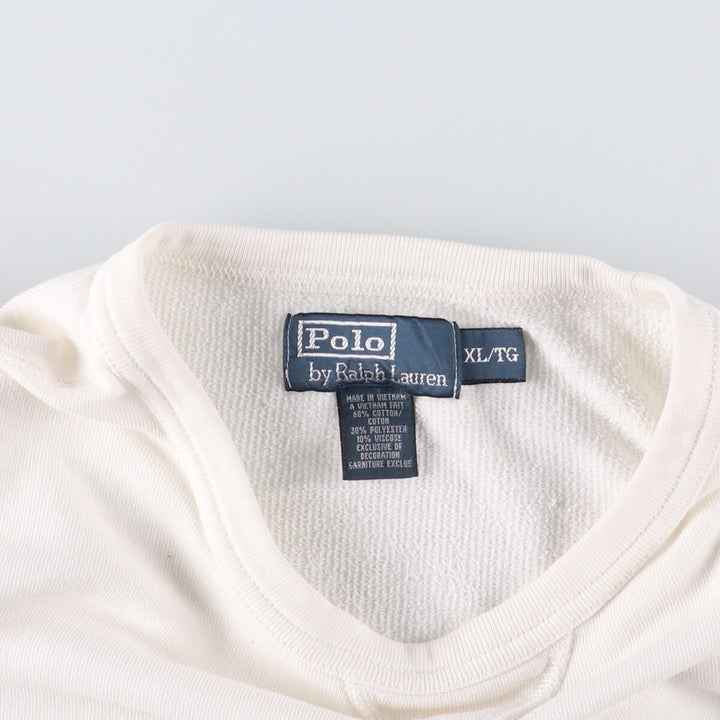 Ralph Lauren POLO by Ralph Lauren One Point Logo Sweatshirt Trainer Men's XL cotton white type Vintage Second Hand