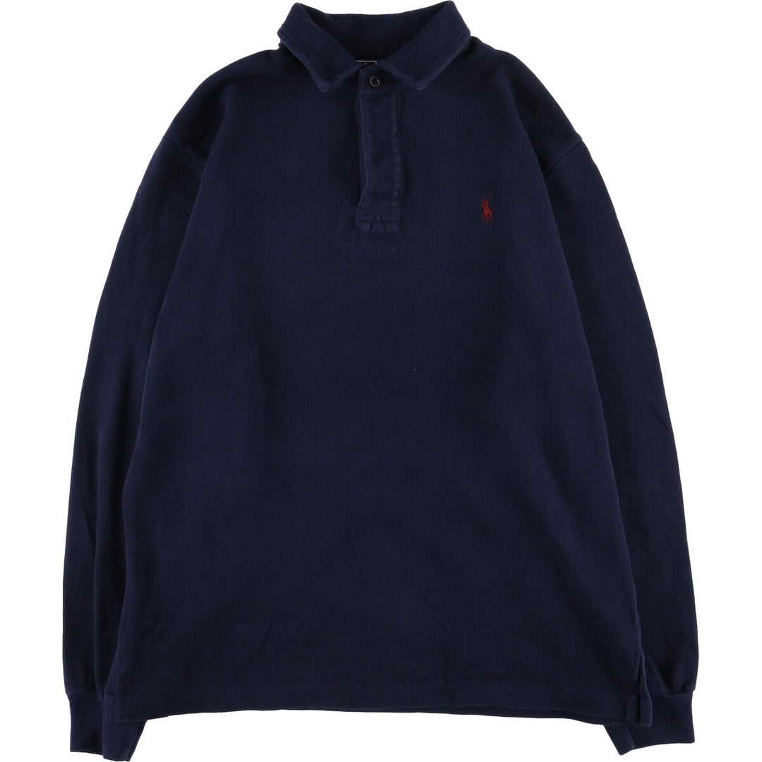 Ralph Lauren POLO by Ralph Lauren One Point Logo Sweatshirt Trainer Men's L size cotton navy blue type Vintage Second Hand