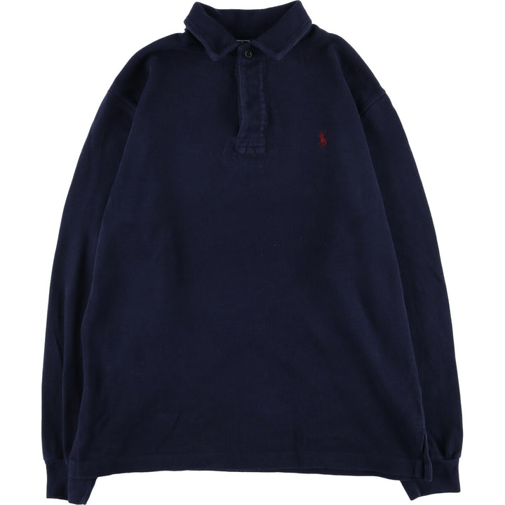 Ralph Lauren POLO by Ralph Lauren One Point Logo Sweatshirt Trainer Men's L size cotton navy blue type Vintage Second Hand