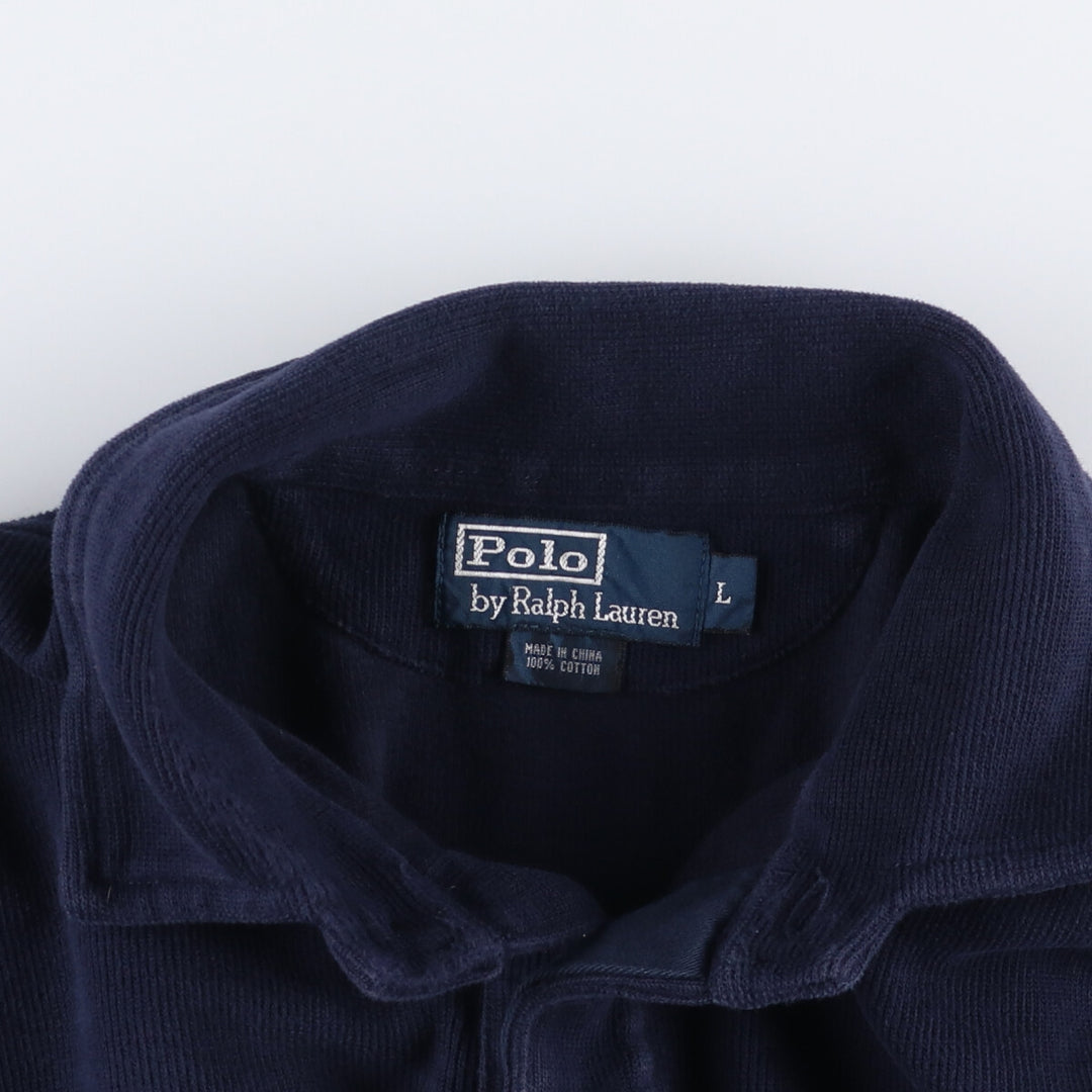 Ralph Lauren POLO by Ralph Lauren One Point Logo Sweatshirt Trainer Men's L size cotton navy blue type Vintage Second Hand
