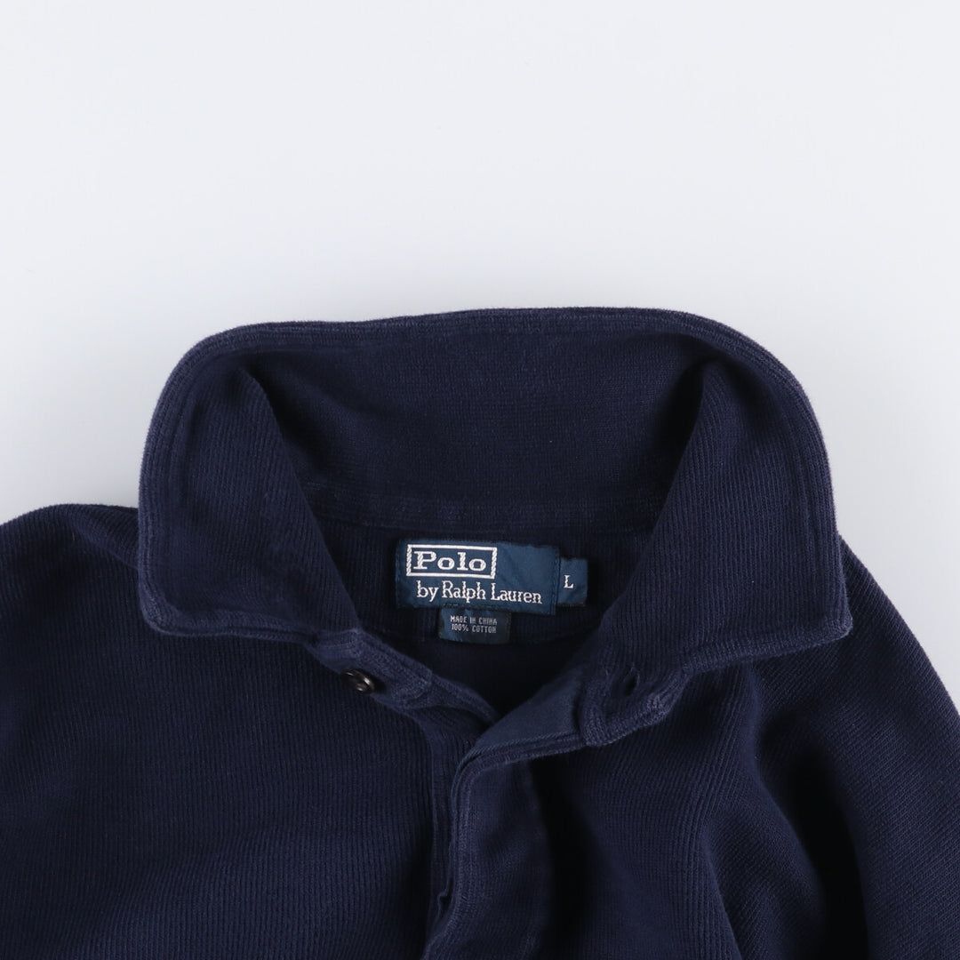 Ralph Lauren POLO by Ralph Lauren One Point Logo Sweatshirt Trainer Men's L size cotton navy blue type Vintage Second Hand