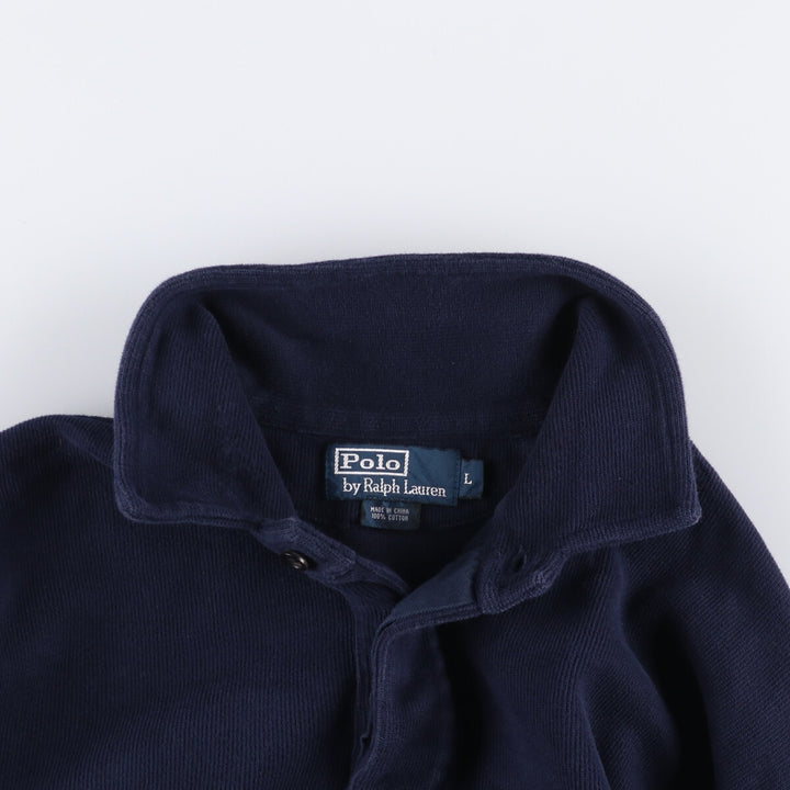 Ralph Lauren POLO by Ralph Lauren One Point Logo Sweatshirt Trainer Men's L size cotton navy blue type Vintage Second Hand