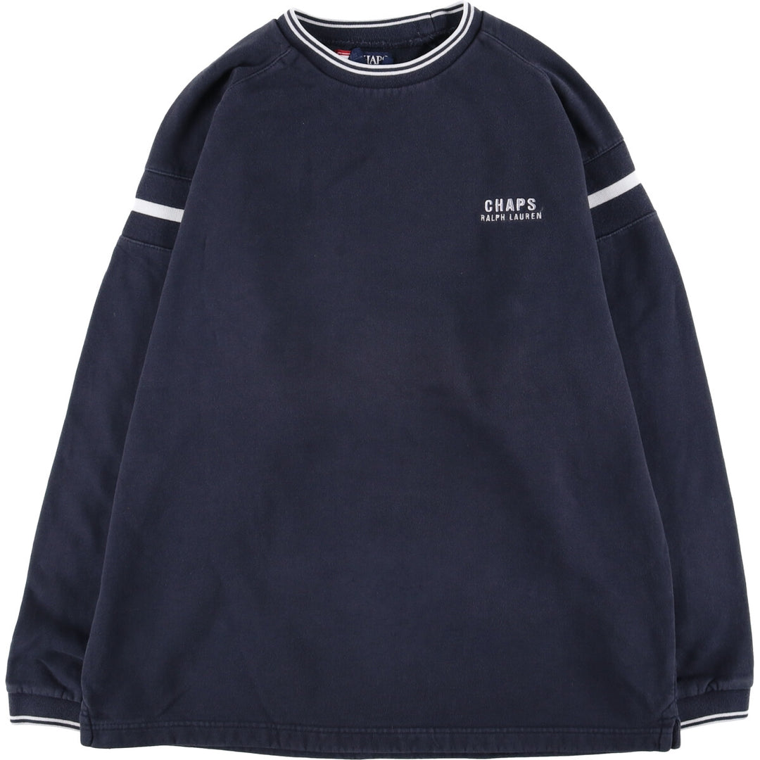 Ralph Lauren CHAPS one-point logo sweatshirt, men's size M cotton black type Vintage Second Hand