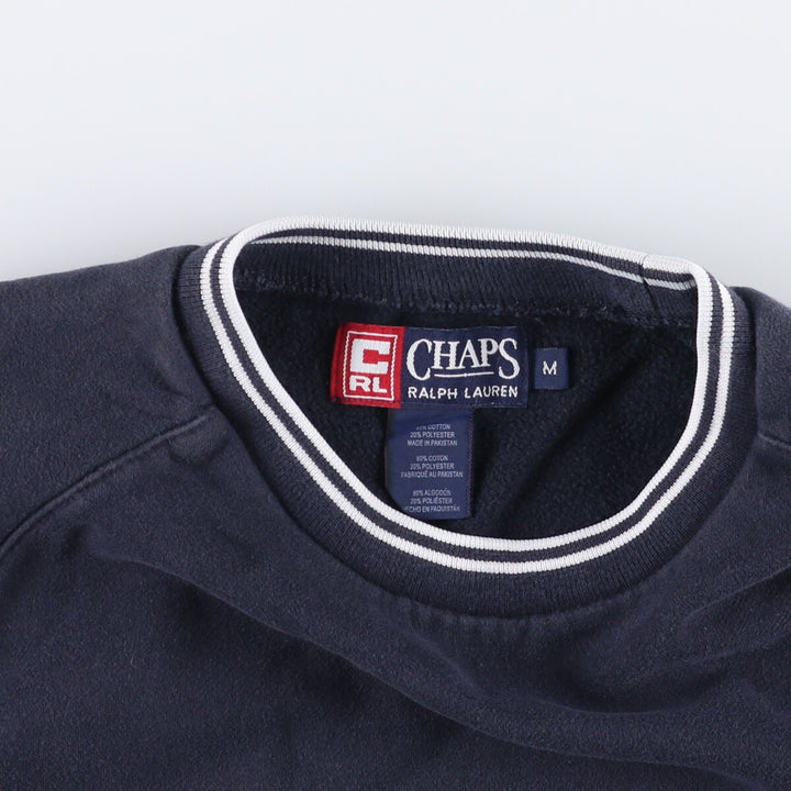 Ralph Lauren CHAPS one-point logo sweatshirt, men's size M cotton black type Vintage Second Hand