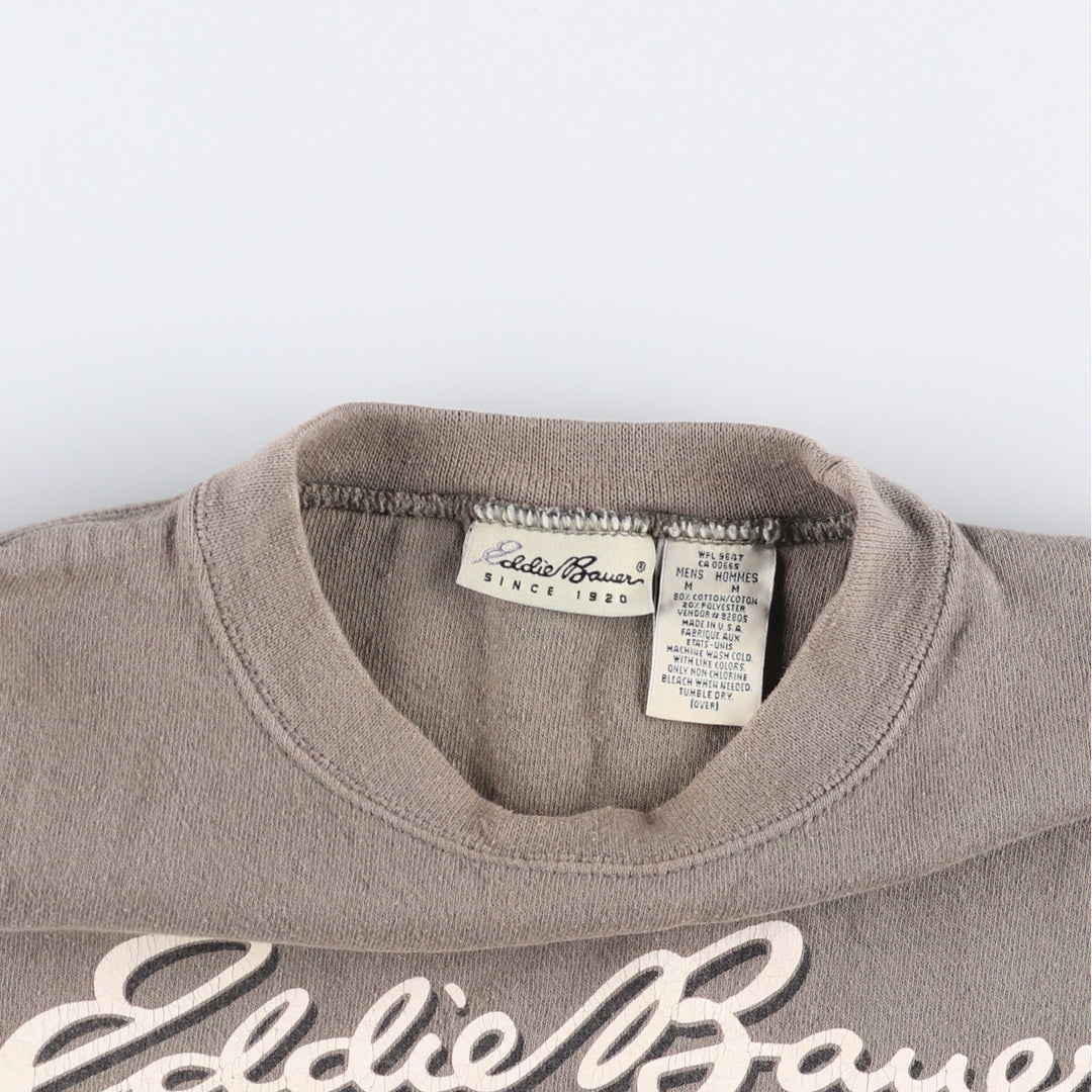 Eddie Bauer logo sweatshirt, Made in USA, Men's size M cotton beige type brown Vintage Second Hand