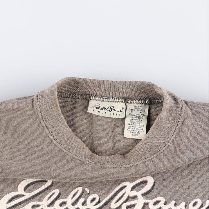 Eddie Bauer logo sweatshirt, Made in USA, Men's size M cotton beige type brown Vintage Second Hand