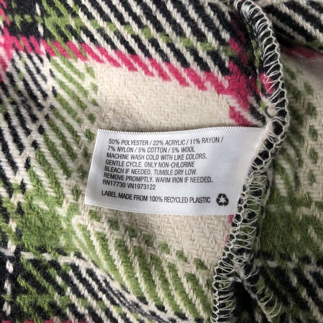 wild fable ombre check long sleeve heavy flannel check shirt, men's size L polyester ivory Vintage Second Hand