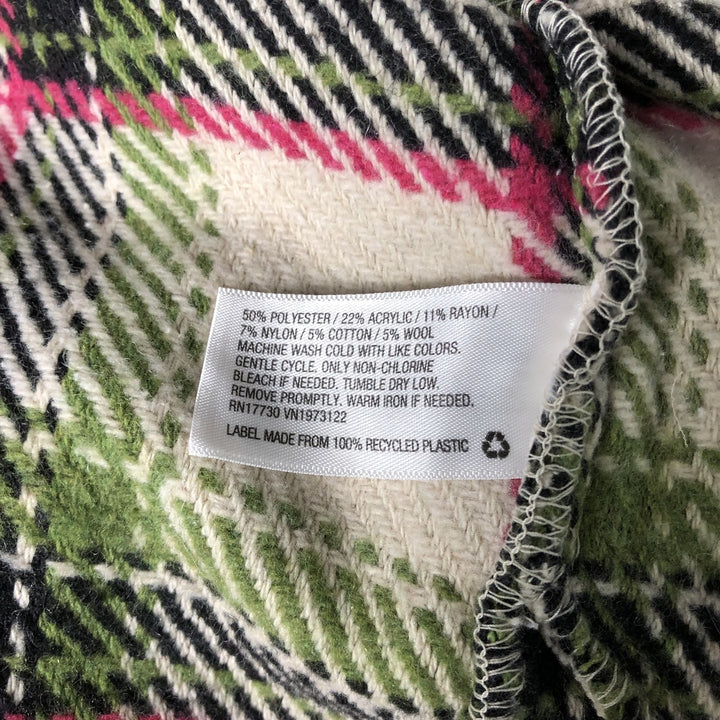 wild fable ombre check long sleeve heavy flannel check shirt, men's size L polyester ivory Vintage Second Hand