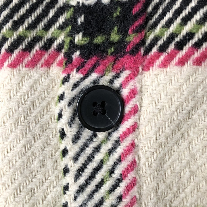 wild fable ombre check long sleeve heavy flannel check shirt, men's size L polyester ivory Vintage Second Hand