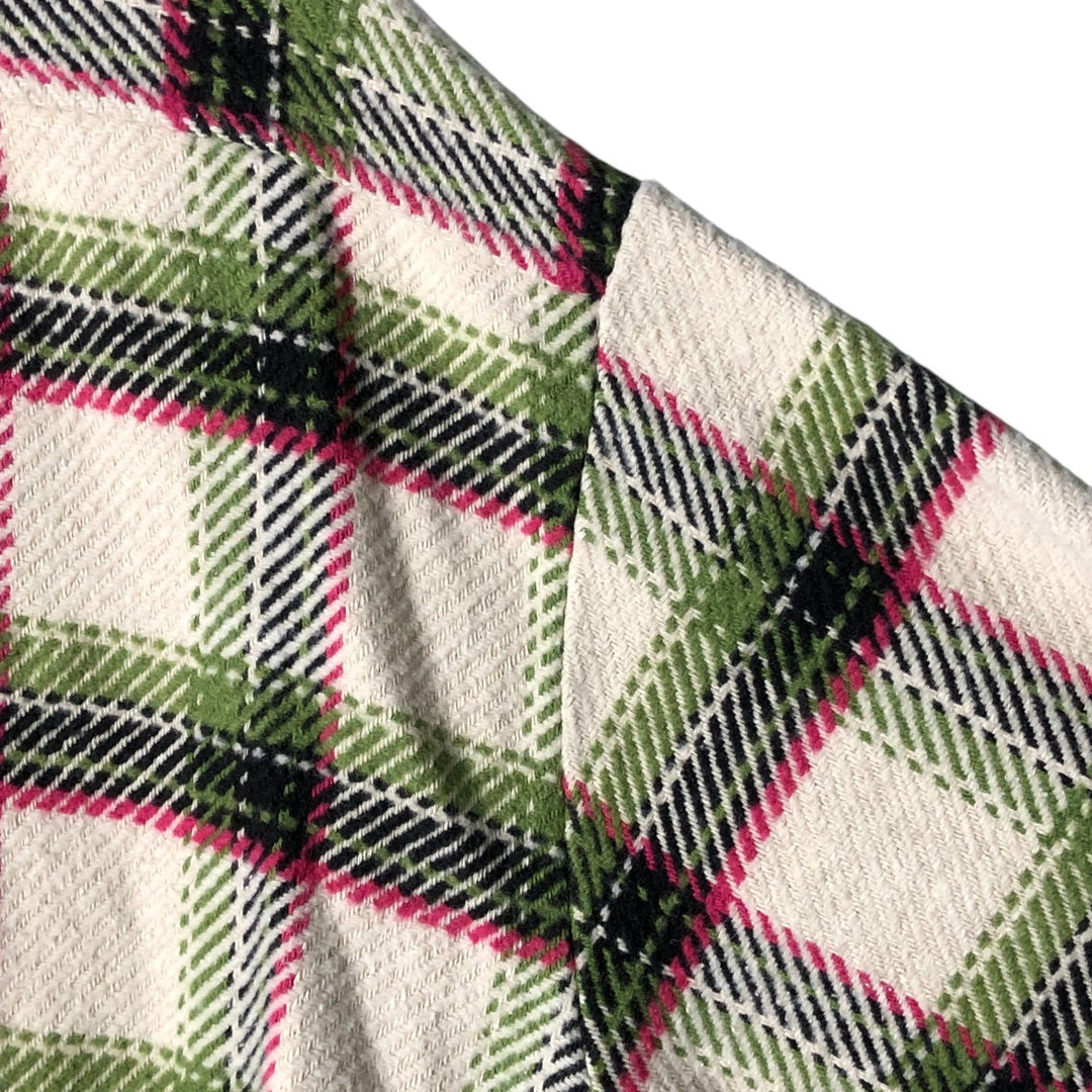 wild fable ombre check long sleeve heavy flannel check shirt, men's size L polyester ivory Vintage Second Hand