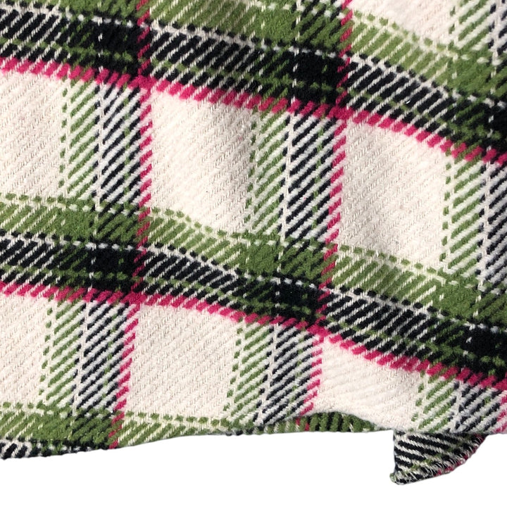 wild fable ombre check long sleeve heavy flannel check shirt, men's size L polyester ivory Vintage Second Hand