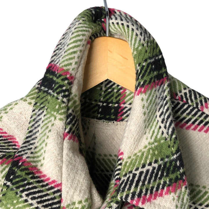 wild fable ombre check long sleeve heavy flannel check shirt, men's size L polyester ivory Vintage Second Hand