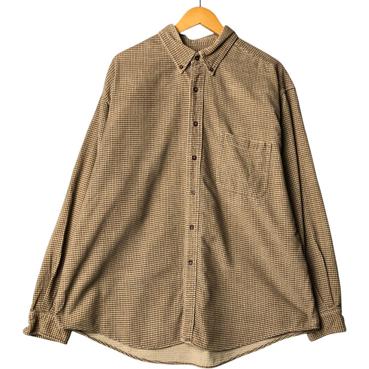 Eddie Bauer all-over print long-sleeve button-down corduroy shirt, men's size XL cotton Beige type Vintage Second Hand