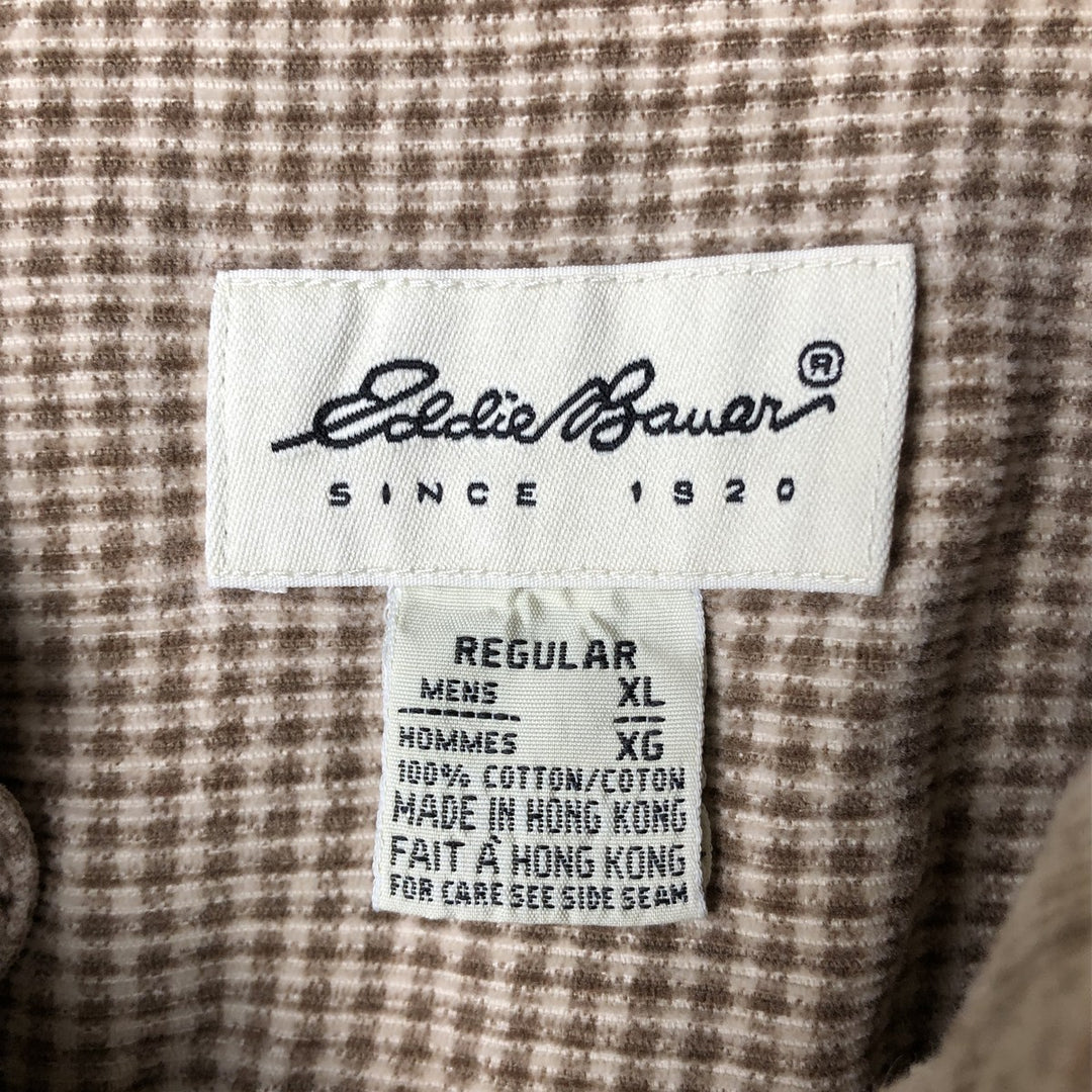 Eddie Bauer all-over print long-sleeve button-down corduroy shirt, men's size XL cotton Beige type Vintage Second Hand