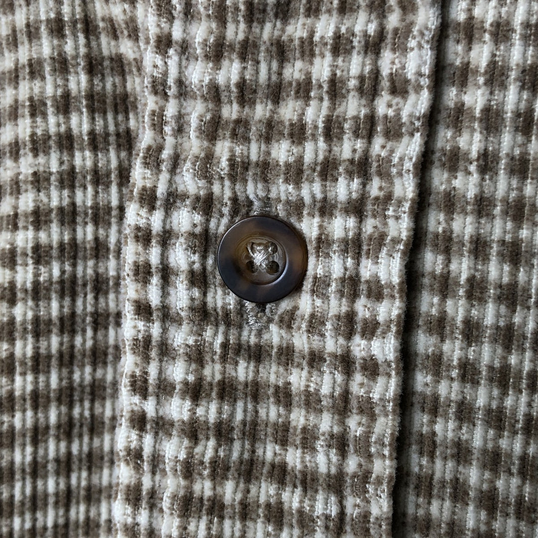 Eddie Bauer all-over print long-sleeve button-down corduroy shirt, men's size XL cotton Beige type Vintage Second Hand