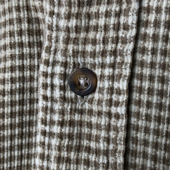 Eddie Bauer all-over print long-sleeve button-down corduroy shirt, men's size XL cotton Beige type Vintage Second Hand