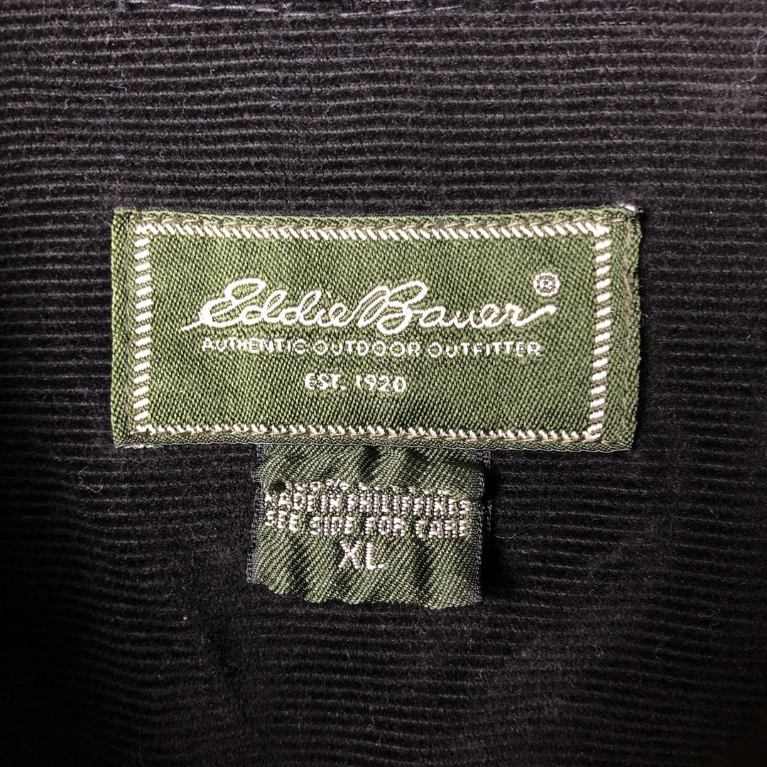 00'S Eddie Bauer Long Sleeve Button Down Corduroy Shirt Men's XL cotton black type Vintage Second Hand