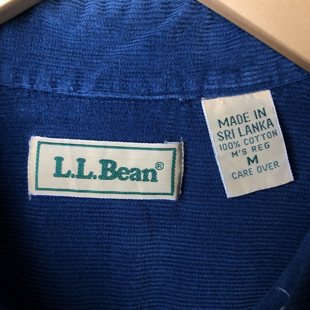Vintage 70s-80'S LLBean long-sleeved button-down corduroy shirt, size M, men's cotton Navy blue Vintage Second Hand