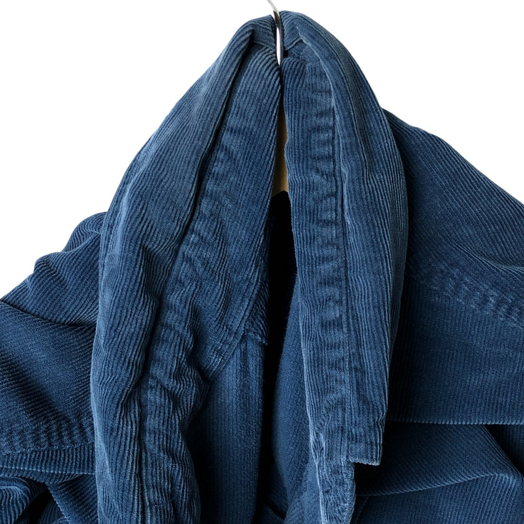 Vintage 70s-80'S LLBean long-sleeved button-down corduroy shirt, size M, men's cotton Navy blue Vintage Second Hand