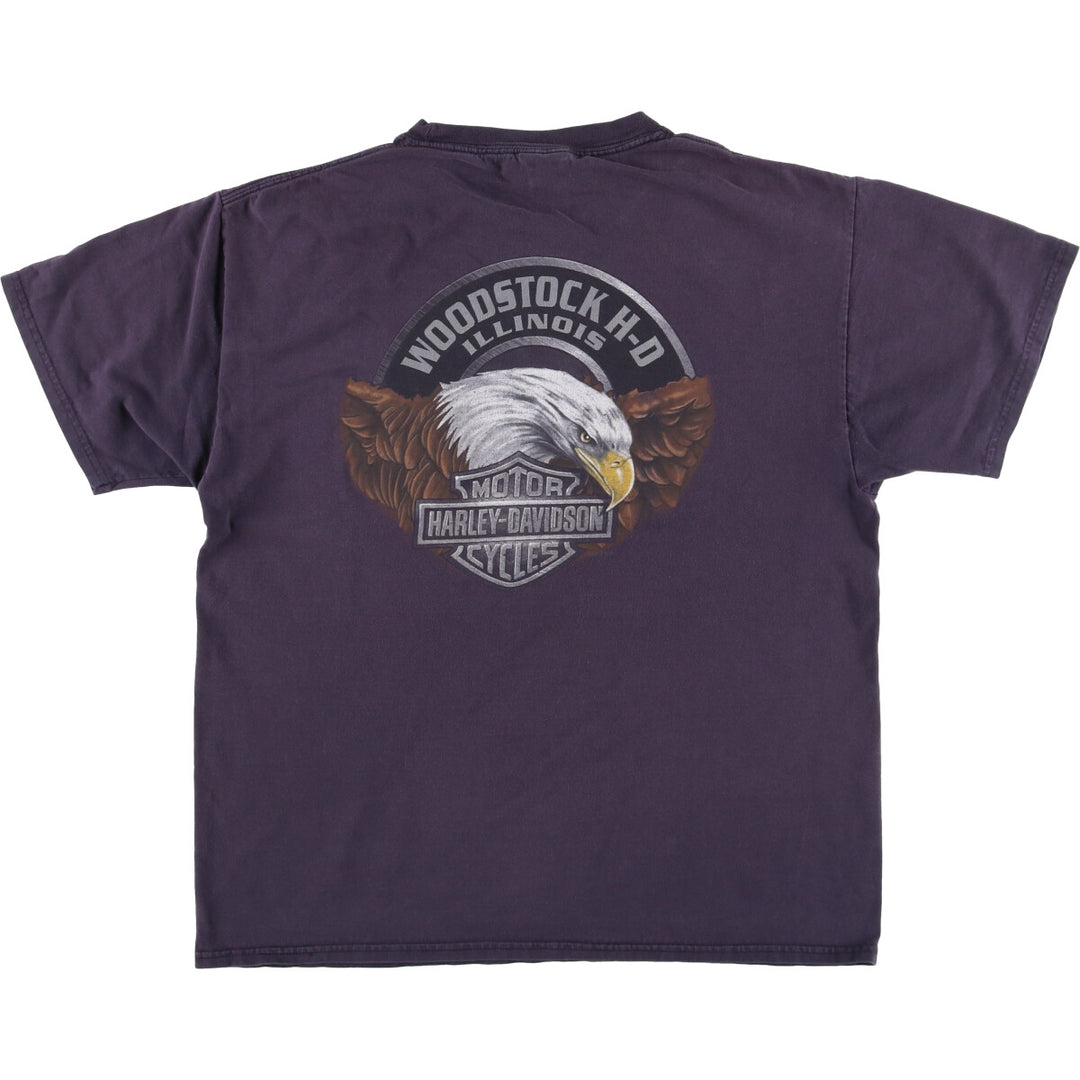 Harley-Davidson Eagle Pattern Motorcycle Bike T-shirt Men's L size cotton Charcoal Vintage Second Hand