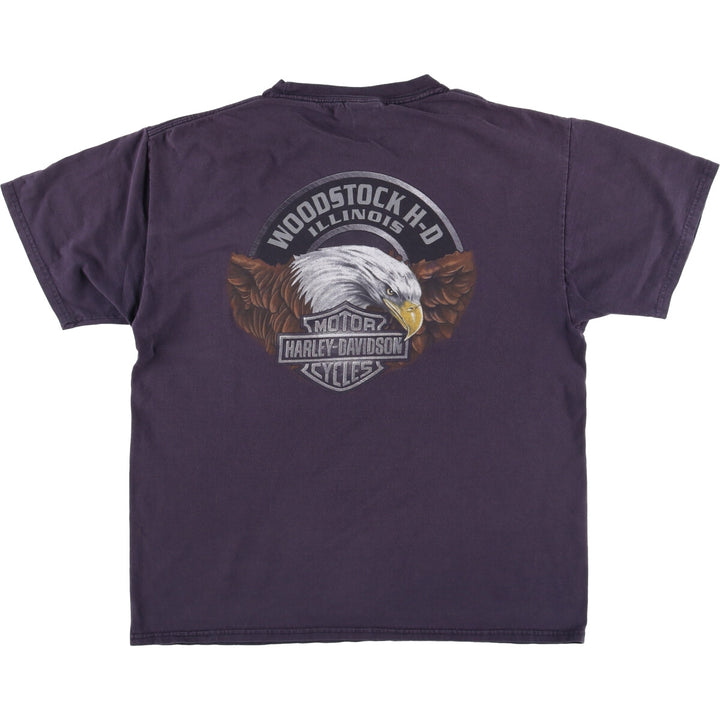 Harley-Davidson Eagle Pattern Motorcycle Bike T-shirt Men's L size cotton Charcoal Vintage Second Hand