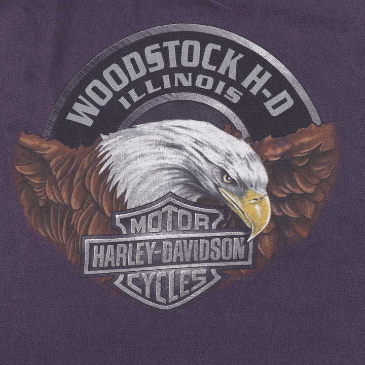 Harley-Davidson Eagle Pattern Motorcycle Bike T-shirt Men's L size cotton Charcoal Vintage Second Hand