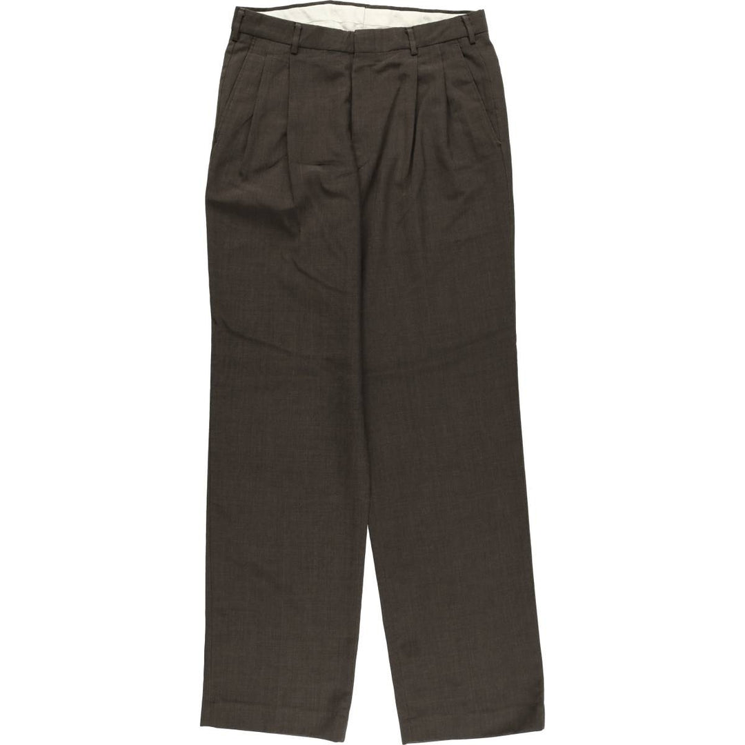 Vintage 80s-90'S Town Craft Two-pleat Slacks, Men's Size W32 polyester brown type Vintage Second Hand