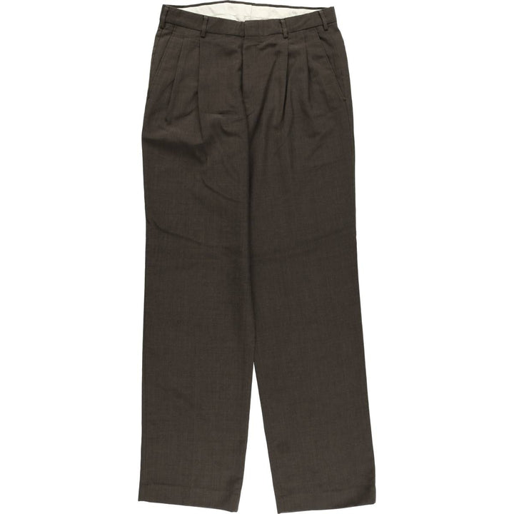 Vintage 80s-90'S Town Craft Two-pleat Slacks, Men's Size W32 polyester brown type Vintage Second Hand