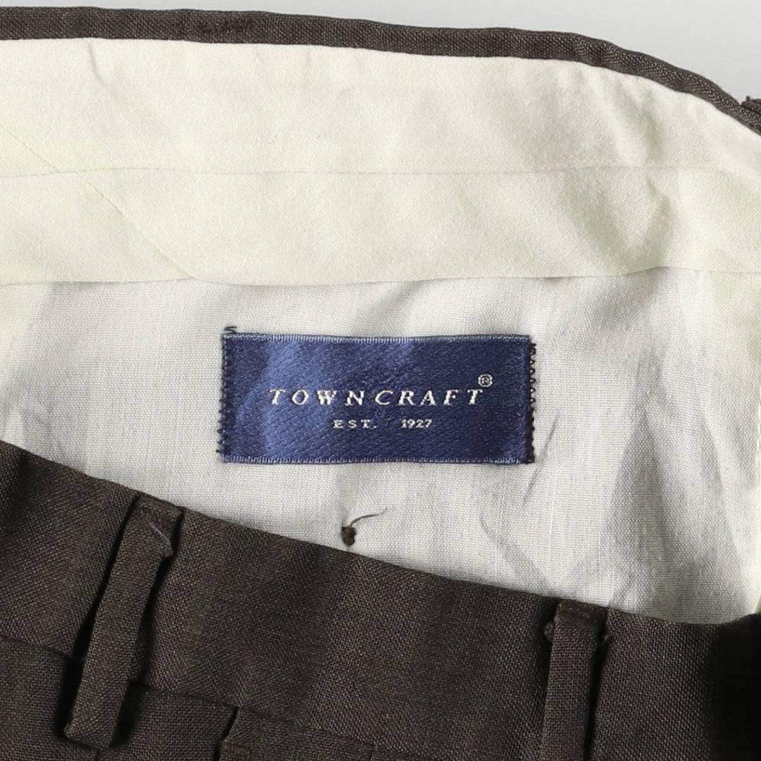 Vintage 80s-90'S Town Craft Two-pleat Slacks, Men's Size W32 polyester brown type Vintage Second Hand
