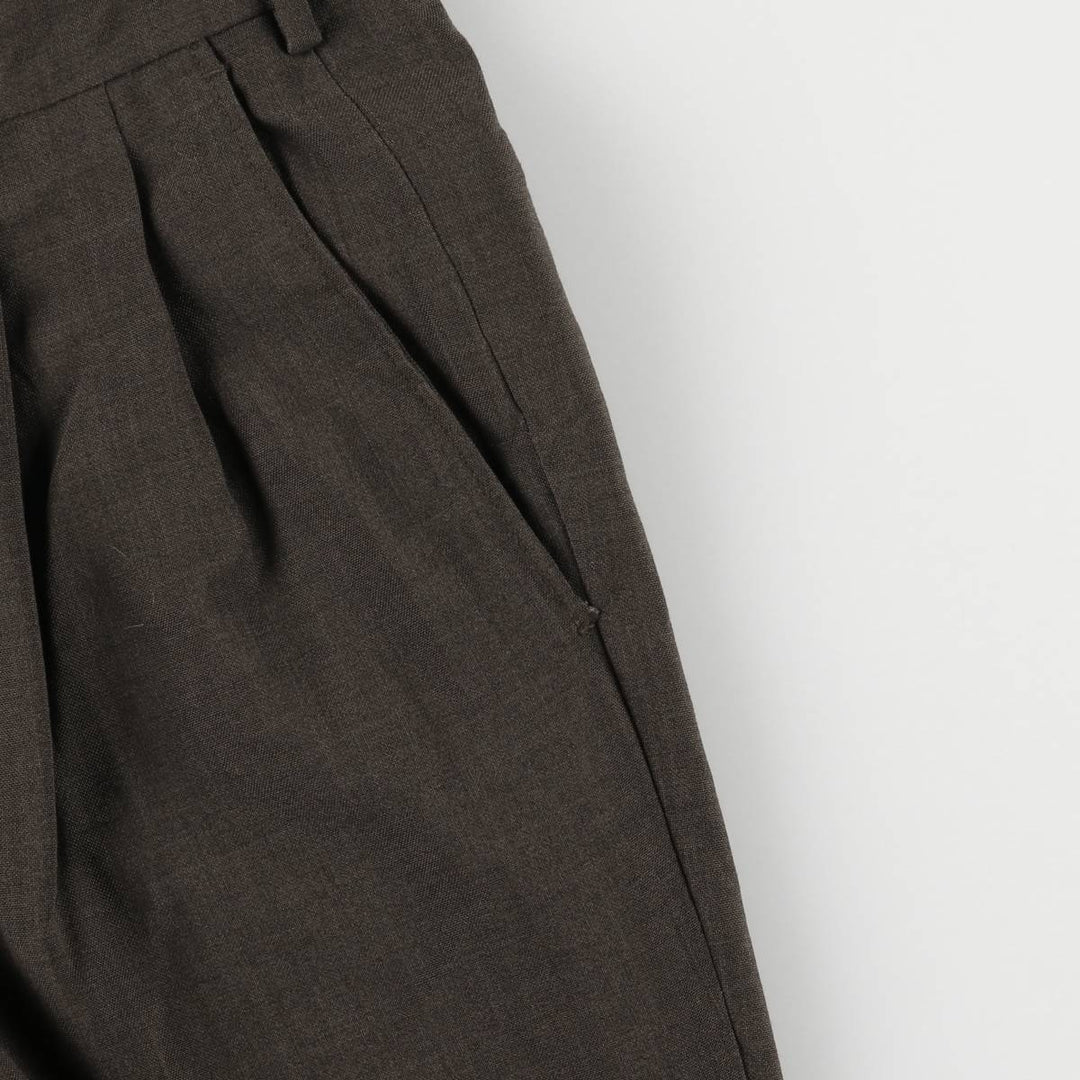 Vintage 80s-90'S Town Craft Two-pleat Slacks, Men's Size W32 polyester brown type Vintage Second Hand