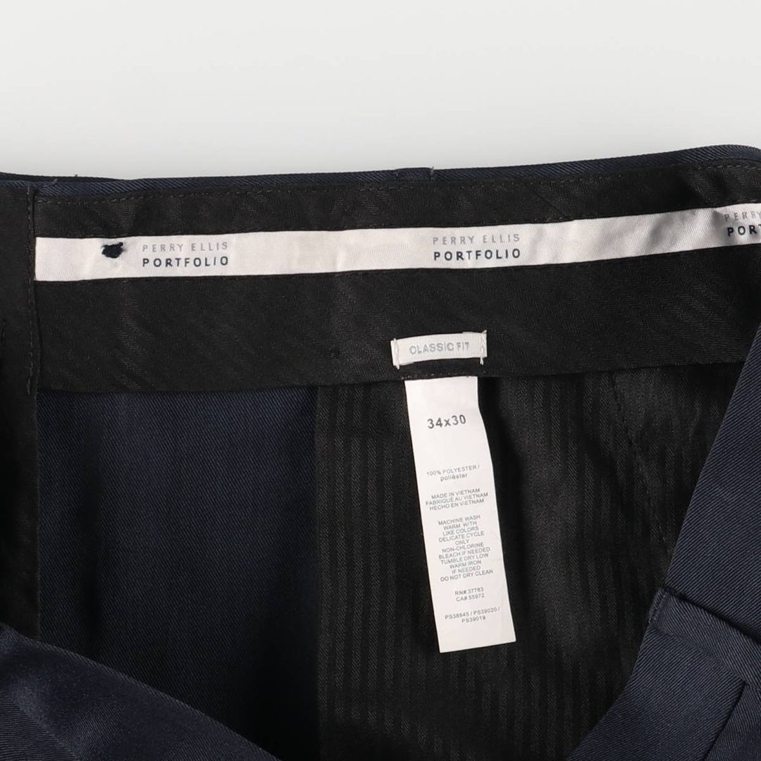 Perry Ellis PERRY ELLIS PORTFOLIO CLASSIC FIT Slacks, Men's, Size W36 polyester navy blue type Vintage Second Hand
