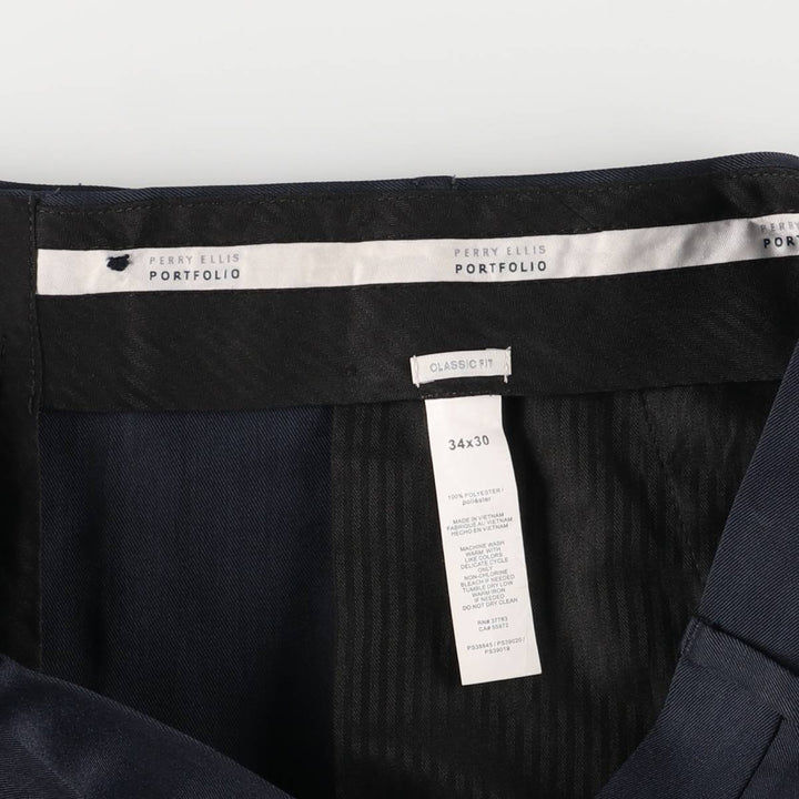 Perry Ellis PERRY ELLIS PORTFOLIO CLASSIC FIT Slacks, Men's, Size W36 polyester navy blue type Vintage Second Hand