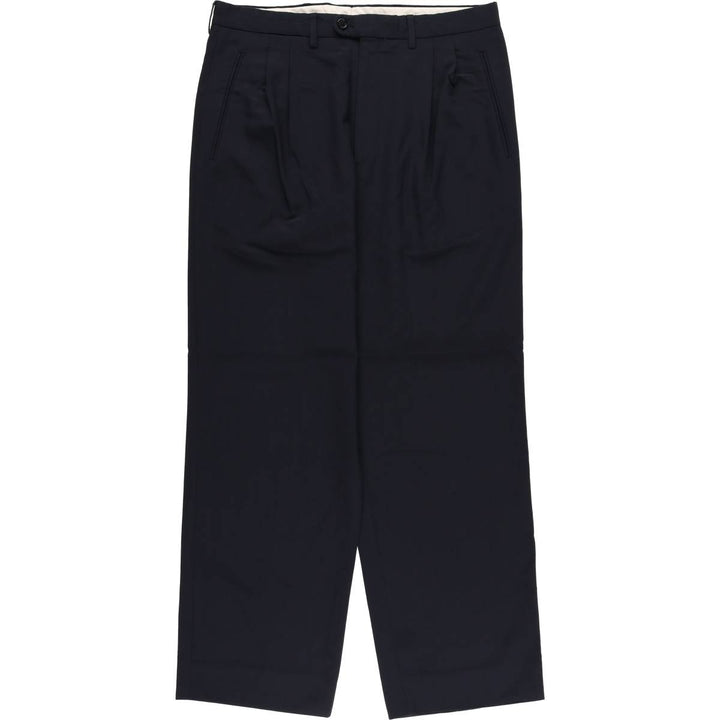 PIETRO PERETTI Two-pleat Wool Pants, Men's Size 34 wool navy blue type Vintage Second Hand