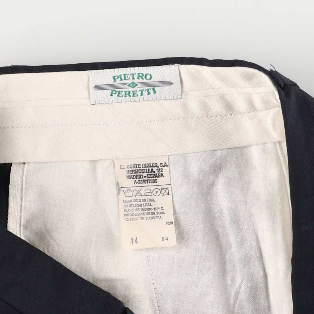 PIETRO PERETTI Two-pleat Wool Pants, Men's Size 34 wool navy blue type Vintage Second Hand