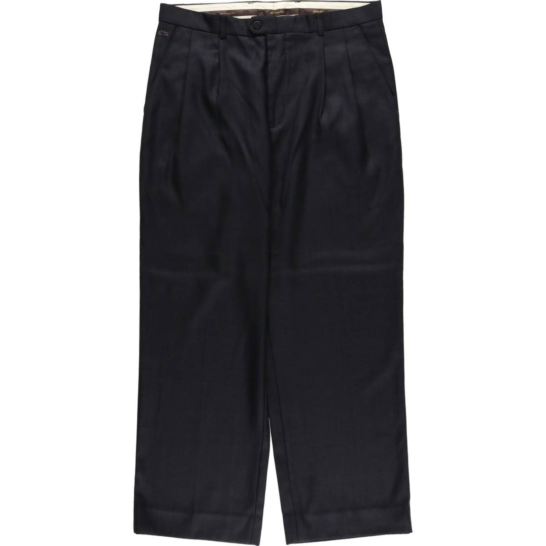 Bawangche Check Pattern Two-Pleated Slacks Pants Men's Size W33 unclear black type Vintage Second Hand