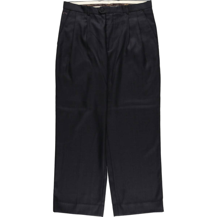 Bawangche Check Pattern Two-Pleated Slacks Pants Men's Size W33 unclear black type Vintage Second Hand