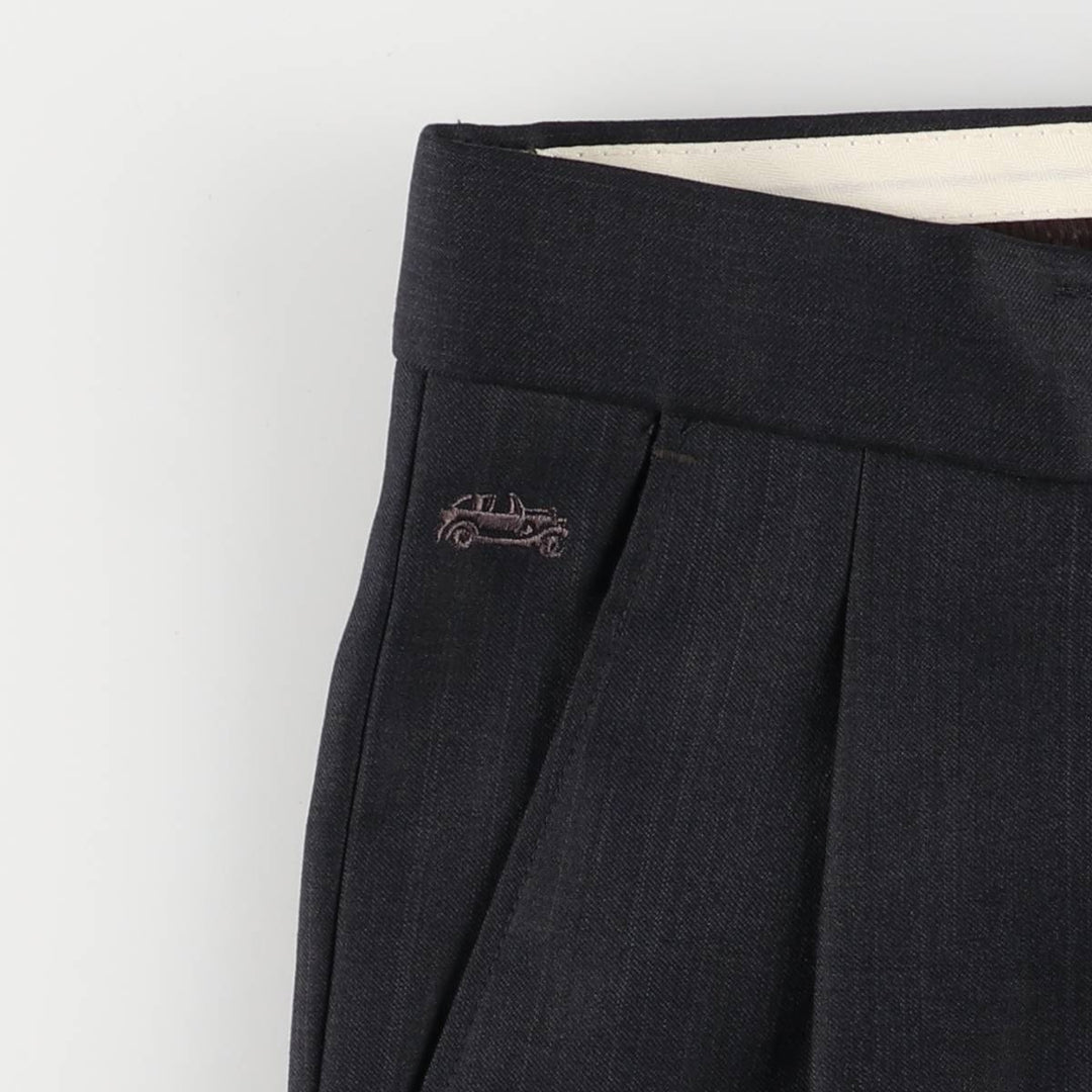 Bawangche Check Pattern Two-Pleated Slacks Pants Men's Size W33 unclear black type Vintage Second Hand