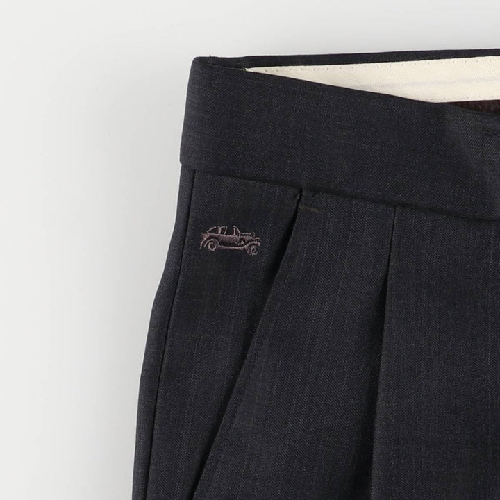Bawangche Check Pattern Two-Pleated Slacks Pants Men's Size W33 unclear black type Vintage Second Hand